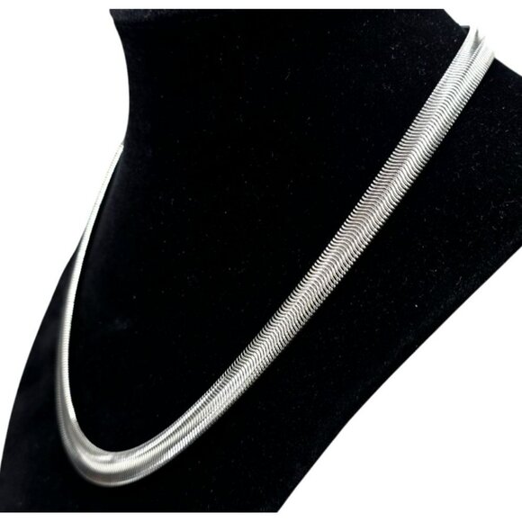 New Tocara Soft Herringbone Necklace Solange Silver Stainless Steel Slinky Chain - Picture 3 of 13
